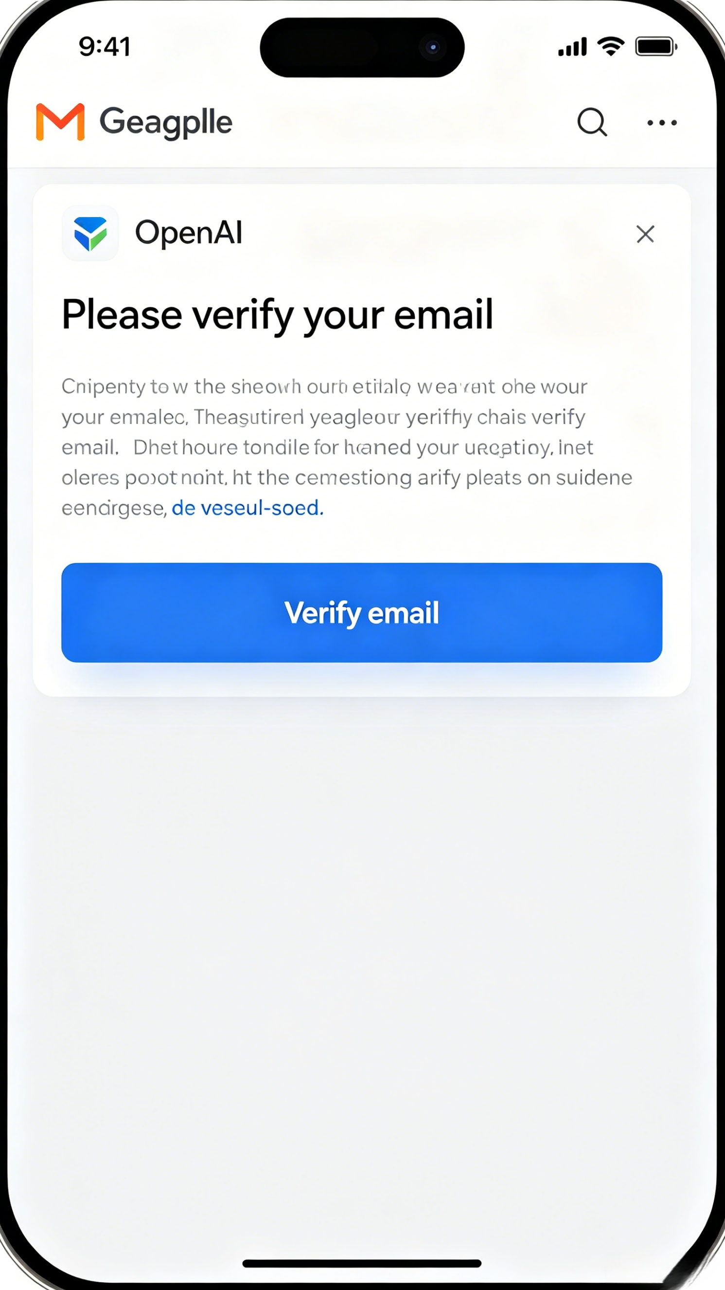Correo de verificación recibido en bandeja de entrada