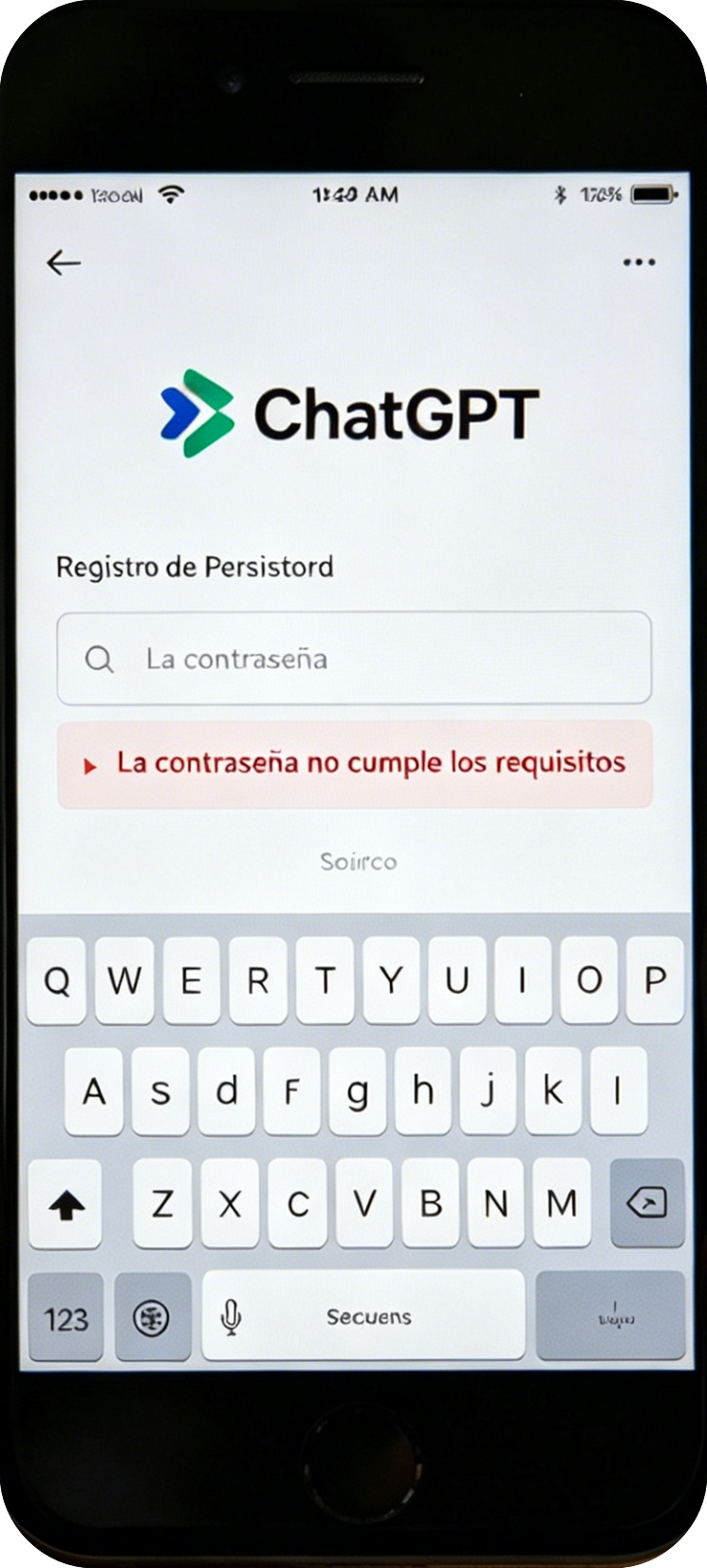 Paso 2: Campo de contraseña de ChatGPT